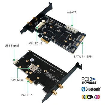 PCI-E WiFi Adapter на Mini PCI-E to PCI-E Network Card mSATA SSD to SATA 2.5 Adapter with SIM Card Slot for 3G/4G/LTE, Wi Fi Adapter