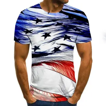 2020 нова лятна мъжка тениска 3D flag printing кръгъл отвор ежедневни тениска тениска за мъже