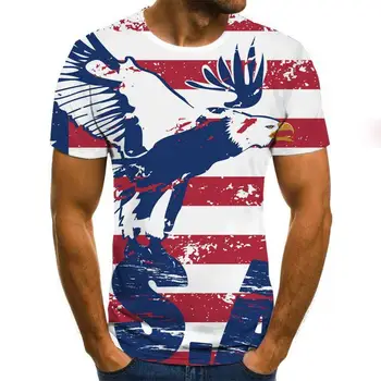 2020 нова лятна мъжка тениска 3D flag printing кръгъл отвор ежедневни тениска тениска за мъже