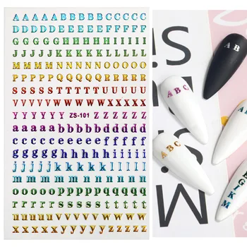 1 бр. маникюр Laser Sticker Aurora 3D Letter Slider САМ Creative Nail Art Sticker Paper Преводачи Letters on Nail Decoration gifts