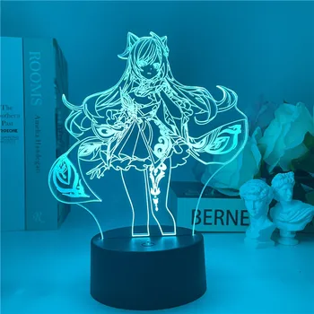 3D Led Night Lighting Desk Genshin Impact Настолни Лампи Аниме Игра Герой Детски подарък Home Room Decor RGB Flash Colors Creative
