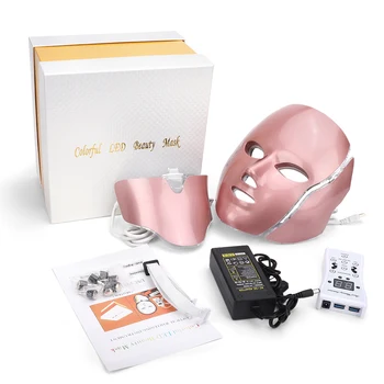 LED Light Therapy Face Mask with Neck 7 Цвята Фототерапия Избелване на Грижа За Кожата Led Mask Лицето Beauty Machine Anti Wrinkle