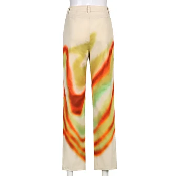 Нов Модерен Естетически Панталони за жени Tie Боядисват Y2k Спортни Панталони с Висока Талия прави Панталони за жени 2021 Bottom Streetwear Pop