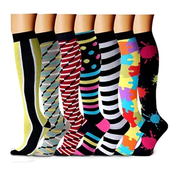 7 Двойки, Бягане На Мъжки Дамски Чорапи, Спортни Чорапи С Компрессионной Шнорхел Подкрепа Найлон Унисекс Открит Състезанието Дълги Чорапи С Високо Налягане