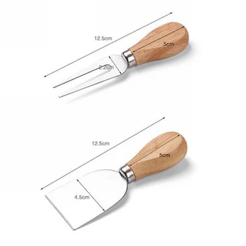 4 БР./компл. Дървена Дръжка Дъб, Бамбук Сирене Нож Нож Slicer Kit Кухня Сирене Нож Полезни Инструменти За Приготвяне На Храна