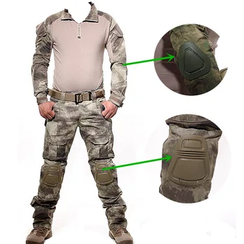 Армейски Тактически Камуфлажни униформи, Дрехи, Костюм Мъжки Армията на САЩ облекло Военна Бойна Риза + Панталон-Карго+ наколенници