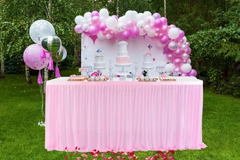 Тюл Пакетче Пола на Масата Бяла покривка розово Банкет Хотел Съдове за Украса на сватба, Рожден Ден, Baby Shower party decoration