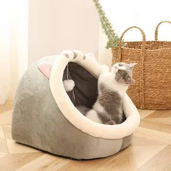 Нов Стил Пет Cat Dog Bed Вътрешен Кръг Плюшена Котка Топло Легло Удобни За Пътуване За Домашни Любимци Кошница За Малки Котки И Кучета Палатка Уютни Пещерни Легла