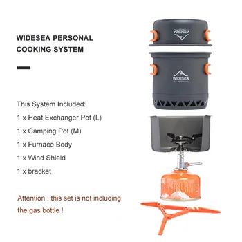 Widesea къмпинг набор за приготвяне на храна раница газова горелка открит кухненска посуда, печка къмпинг кухненско обзавеждане туристически котлон туризъм риболов