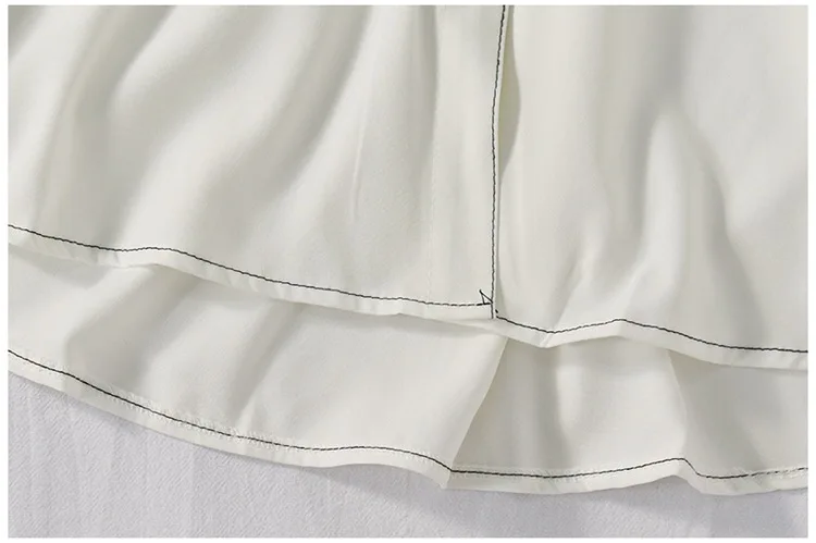 Луксозен Корейски дрехи Хит на цветна линия на ревера Ежедневни Риза Двойни джобове однобортные копчета Свободни Дамски блузи и Потници