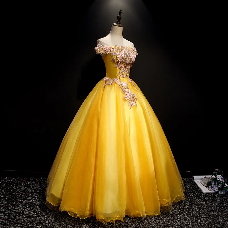 Gryffon Quinceanera Dress Off The Shoulder Парти, абитуриентски бал с Дължина до пода Бална рокля Performance Formal Quinceanera Dress Host Dress