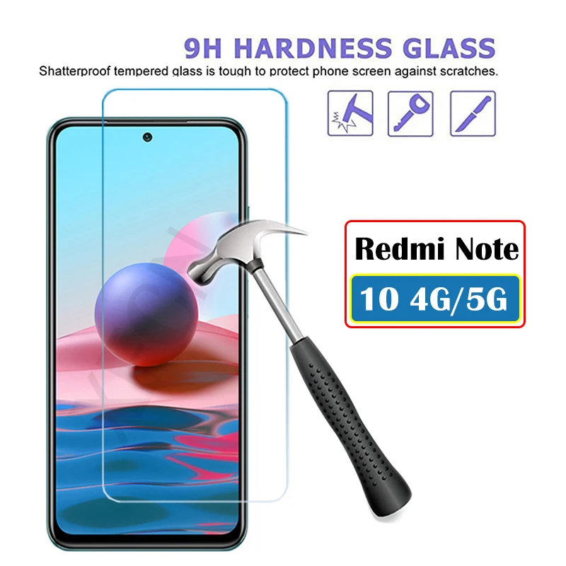1-2 елемента Redmi Note 10 4G Закалено Стъкло за Xiaomi Redmi Note 10 5G Glas Screen Protector Redme Readmi Note10 Прозрачна HD филм