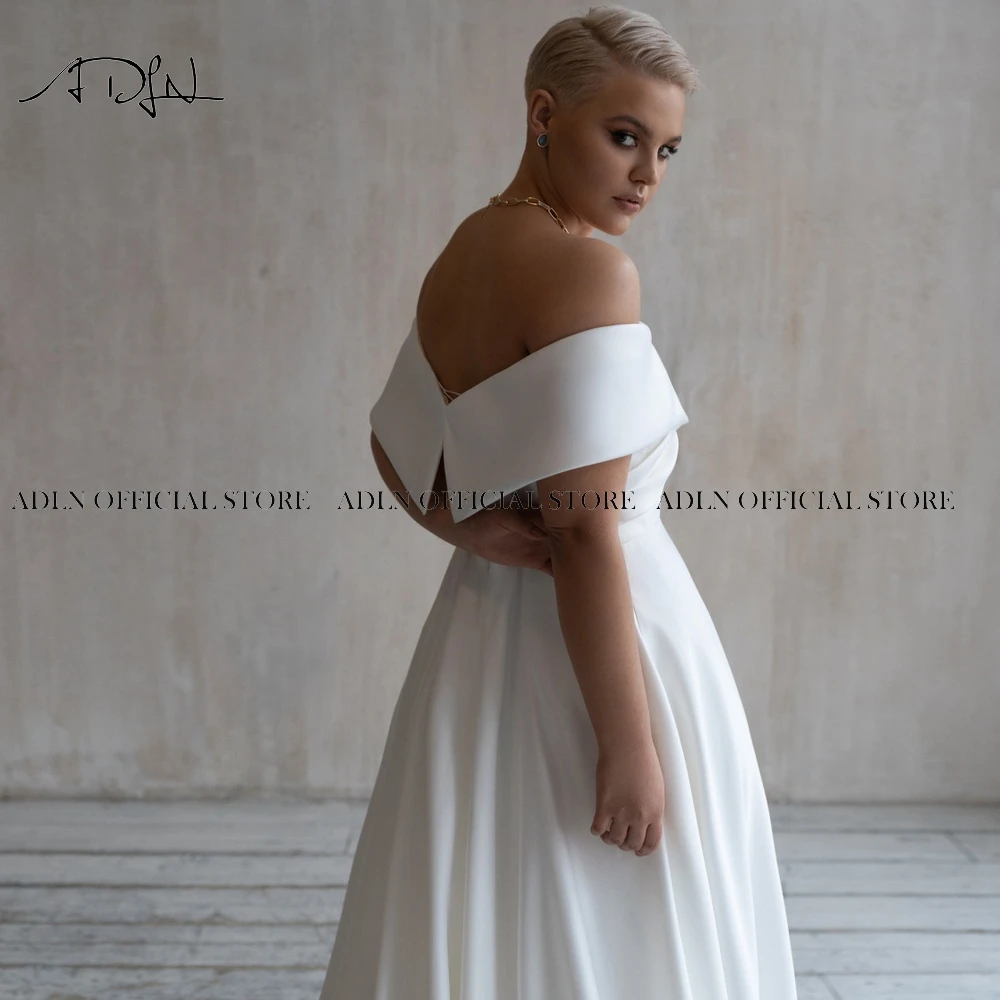 ADLN Simple Plus Size Wedding Dress Off the Shoulder Short Sleeves Floor Length A-line Официални Сватбени рокли Robe de Mairee