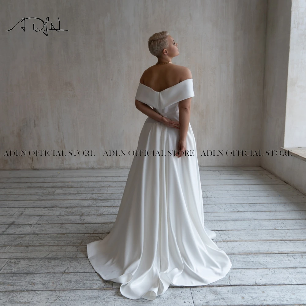 ADLN Simple Plus Size Wedding Dress Off the Shoulder Short Sleeves Floor Length A-line Официални Сватбени рокли Robe de Mairee