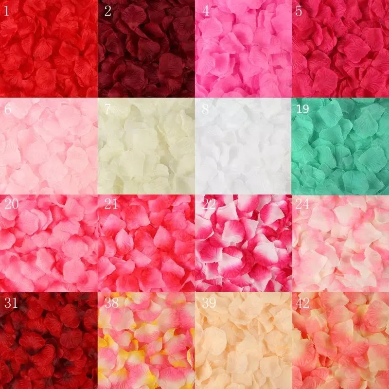 1000 броя цветни изкуствени розови листенца за украса на сватбени партита романтична нощ декорация на събития моделиране на листенца от рози