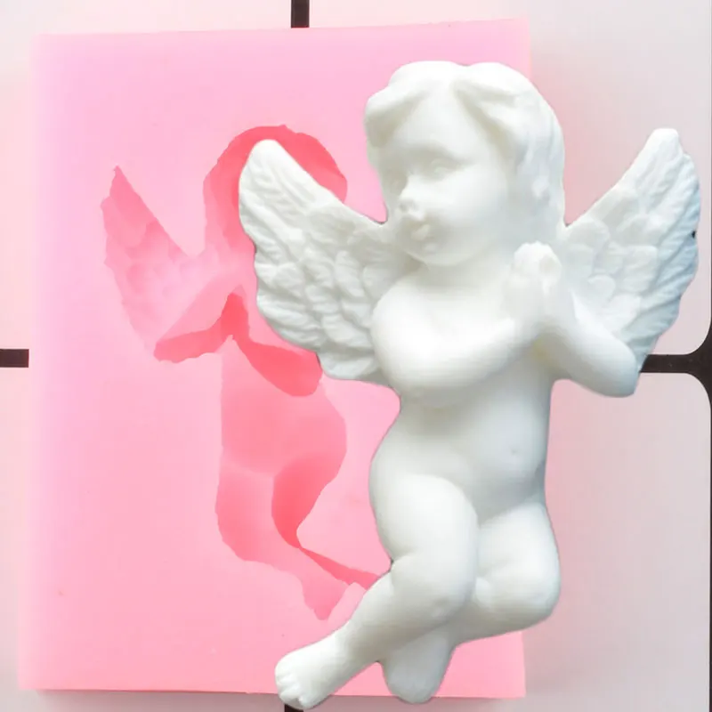 Angel Baby Silicone Мухъл Cupcake Topper Fondant Мухъл САМ Baby Birthday Cake Decorating Tools Candy Clay Chocolate Gumpaste Мухъл