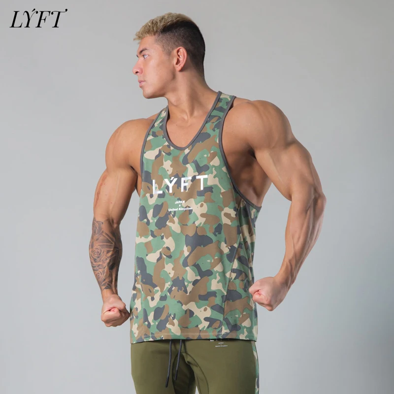 LYFT new men ' s sports splicing training дишаща еластична casual sleeveless sports trainningfitness I-shaped tank top