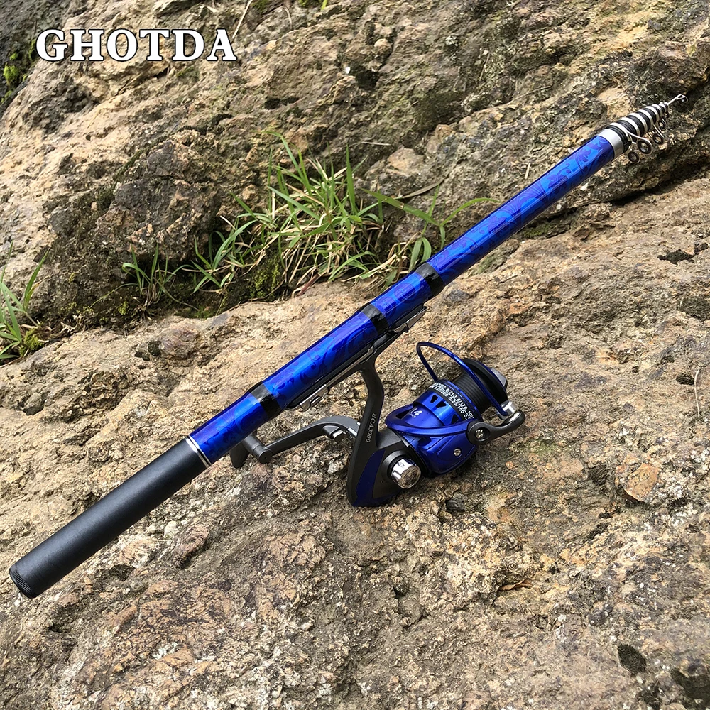 GHOTDA Mini Fishing Rod Blue/Green 1.5 M-3.0 M Spinning Rock Род Strong Carbon Fiber