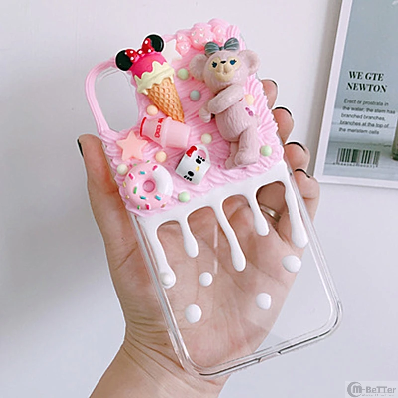 Направи си САМ case for iPhone 11/12 pro max 3D bear phone cover пр XS MAX собственоръчно creamy shell пр 7/8 plus момиче gift chocolate 6/6s+ X/XR