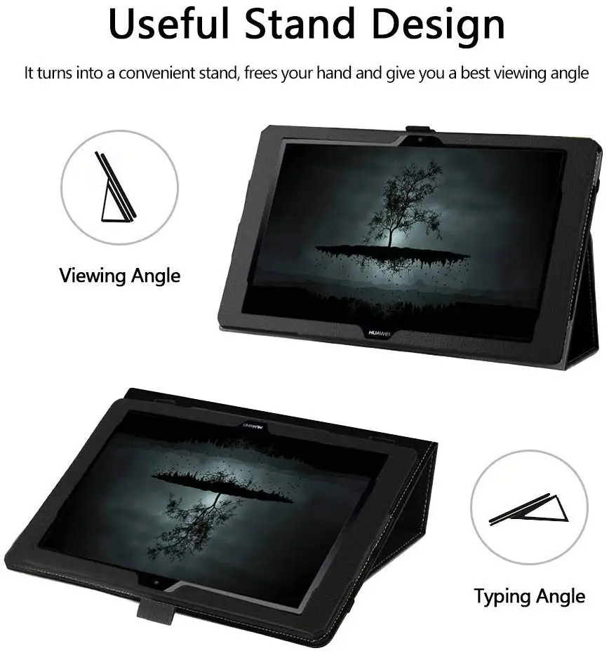 За Huawei Media Pad MediaPad T3 10 AGS-WO9 AGS-L09 9,6-инчов Honor Play Pad 2 своята практика Кожен калъф Smart Tablet Stand Cover Case