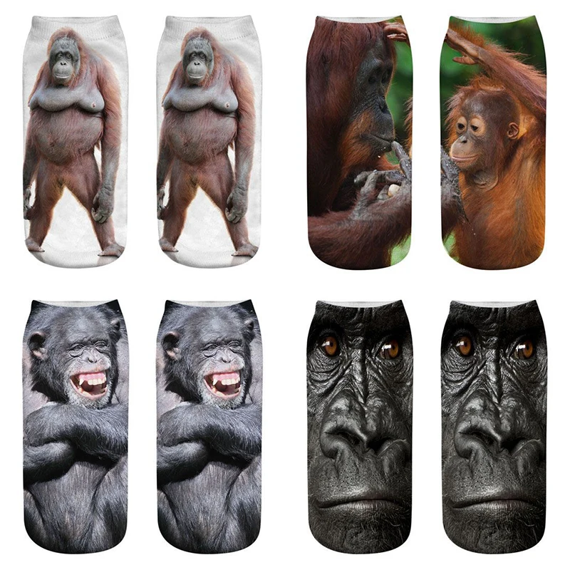 орангутан Печатни Самоличността на Глезена, Къси Чорапи, Жена на Животните 3D Печат памучни Чорапи Harajuku Дизайн на Летни Дамски Чорапи