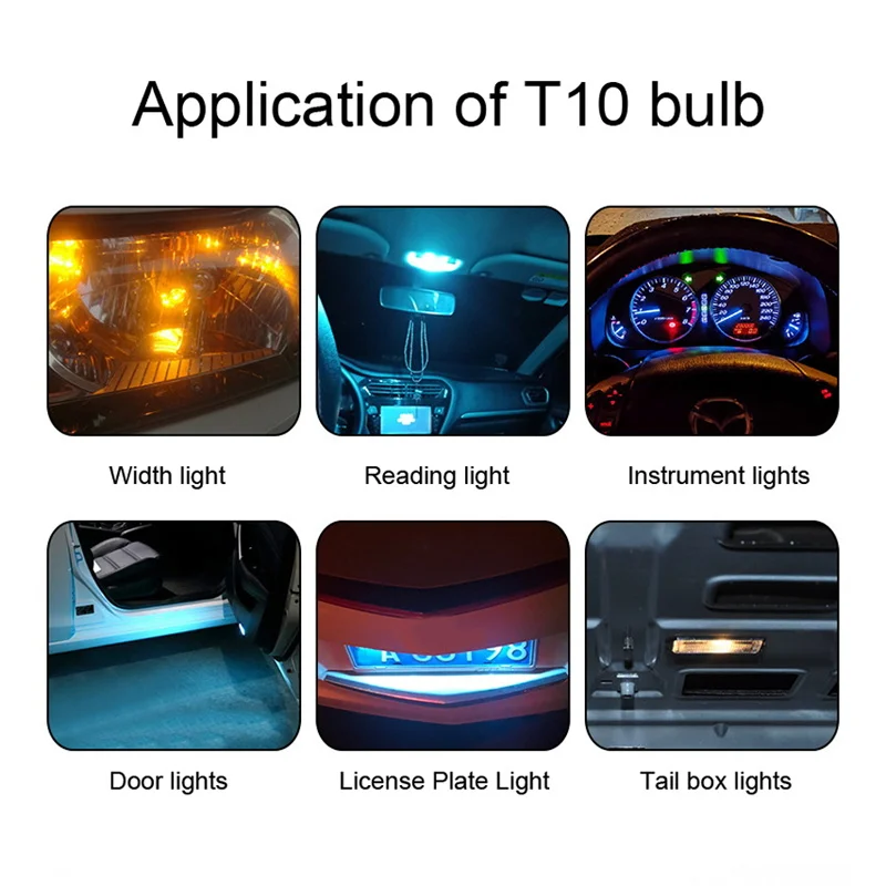 5Pcs 12V 5W T10 W5W Multicolor LED Car Side Wedge Reading Light Bulb Auto Light-emitting Diode Width Turn Signal Lamp Задна Светлина