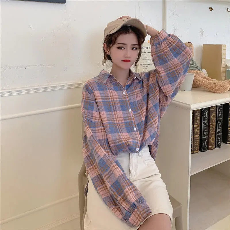 Deeptown Каре риза на Жената Красива блуза с пищни Ръкави Жилетка Корейски Стил 2021 Мода Големи Градинска Облекло Casual BF