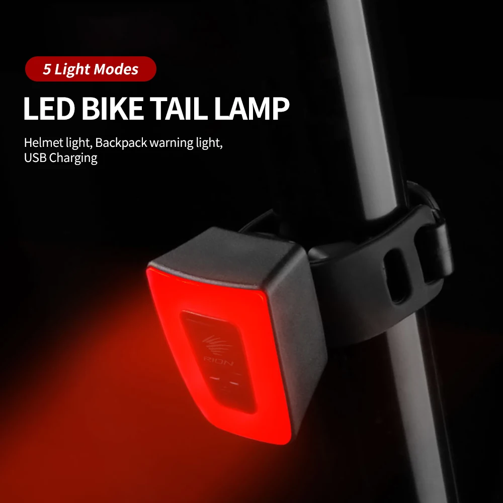 RION Bicycle Light Каска Задни Фенер Фенер под Наем LED Safety Night Riding Задна Светлина USB Акумулаторни Водоустойчиви Аксесоари