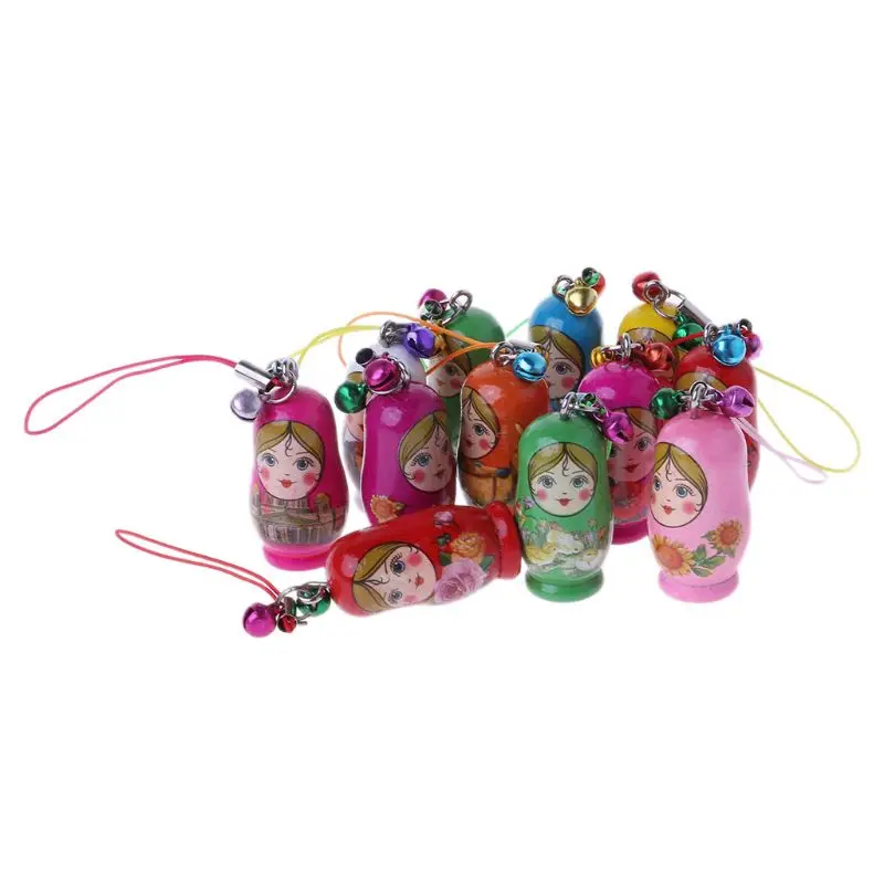 Нови Сладки Руски Гнездене Кукли Matryoshka Ключодържател Телефон Закачалка Чанта Подаръци