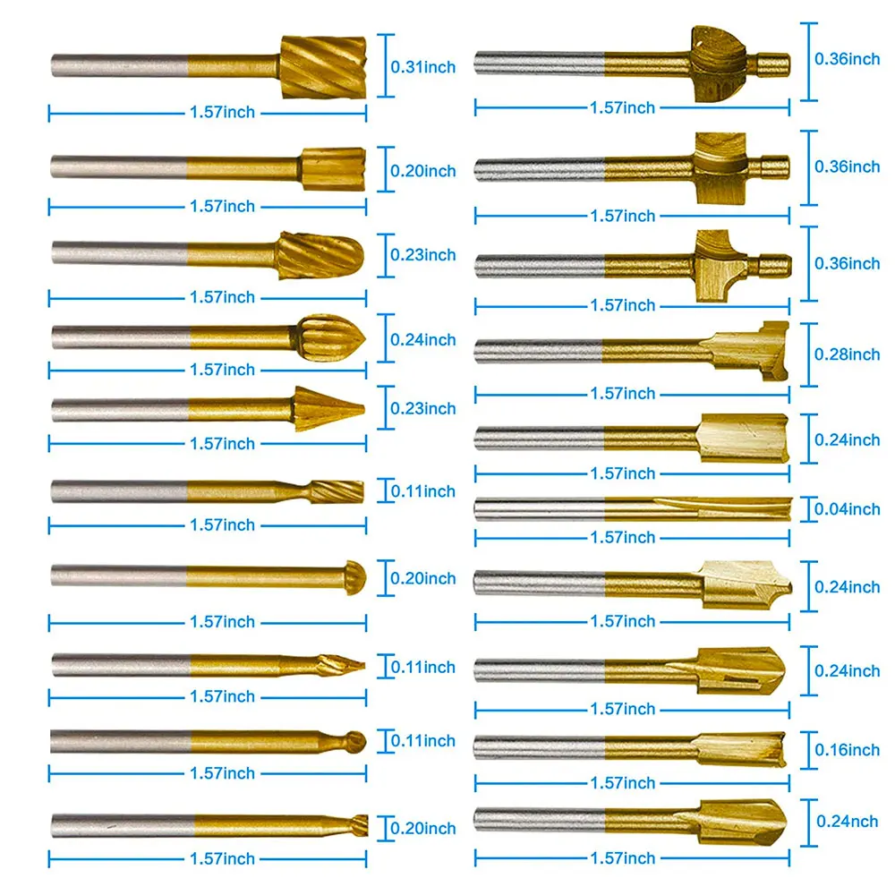 BINOAX 20pcs Рутер Карбид Гравиране на Бита И Дърво Рутер Бита на Въртящи се Инструменти, Аксесоари Дървообработване Дърворезба, Резбовани Нож Нож