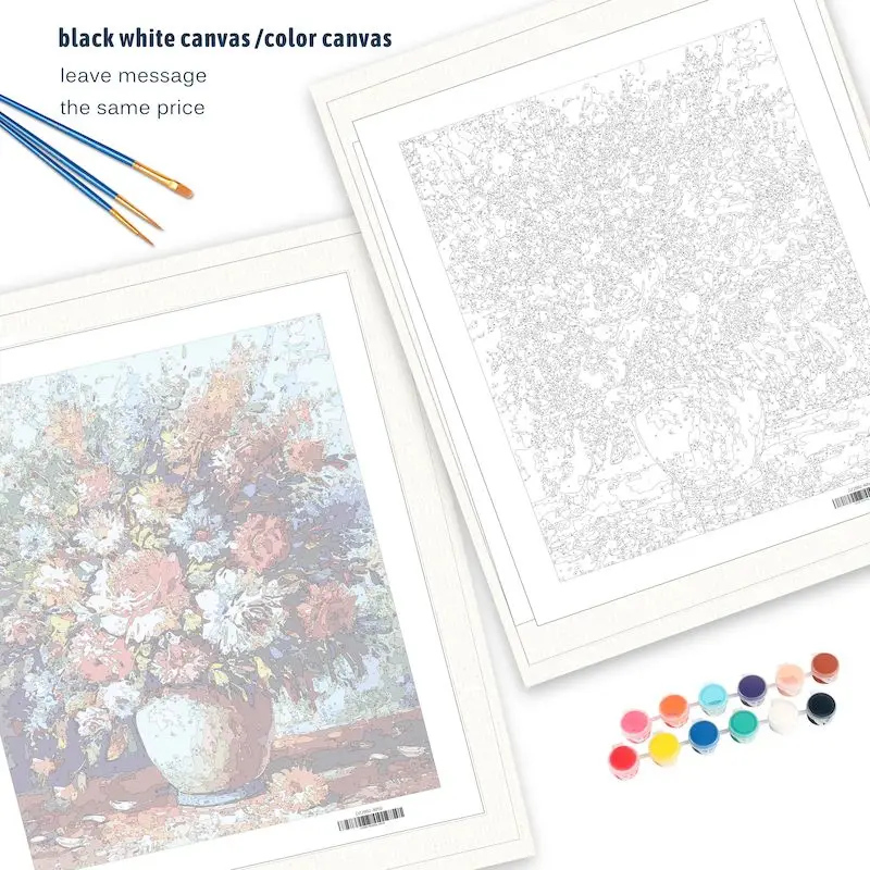 Направи си САМ Блажна Боя По Номера Цветна Цветен Модел Фигура Платно Рамка Акрилна Боя За Възрастни Комплекти за Оцветяване На Числата Декор Изкуство