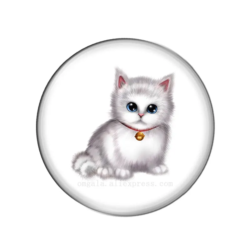 Art Lovely Baby Cat Drawings 10mm/12mm/14/16/18 mm/20mm/25mm Round photo glass cabochon demo flat back Making findings