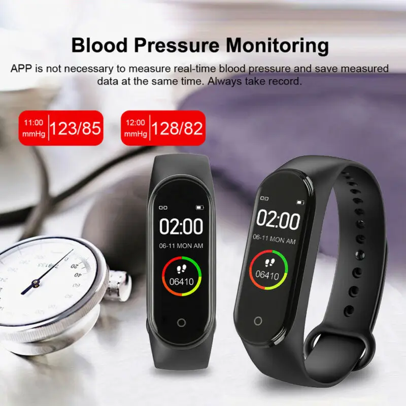 M4 Smart Digital Watch Гривни за Мъже, Жени с Мониторинг на Сърдечната Честота Бягане Крачкомер Брояч на Калории Здраве Спорт Тракер