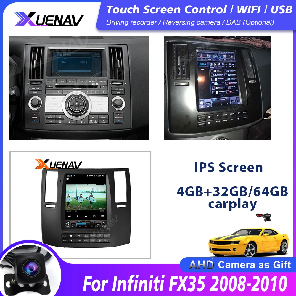 За Infiniti GPS навигация DVD плейър, 2 Din и за Infiniti FX35 2008 2009 2010Car радио касетофон главното устройство мултимедиен плеър