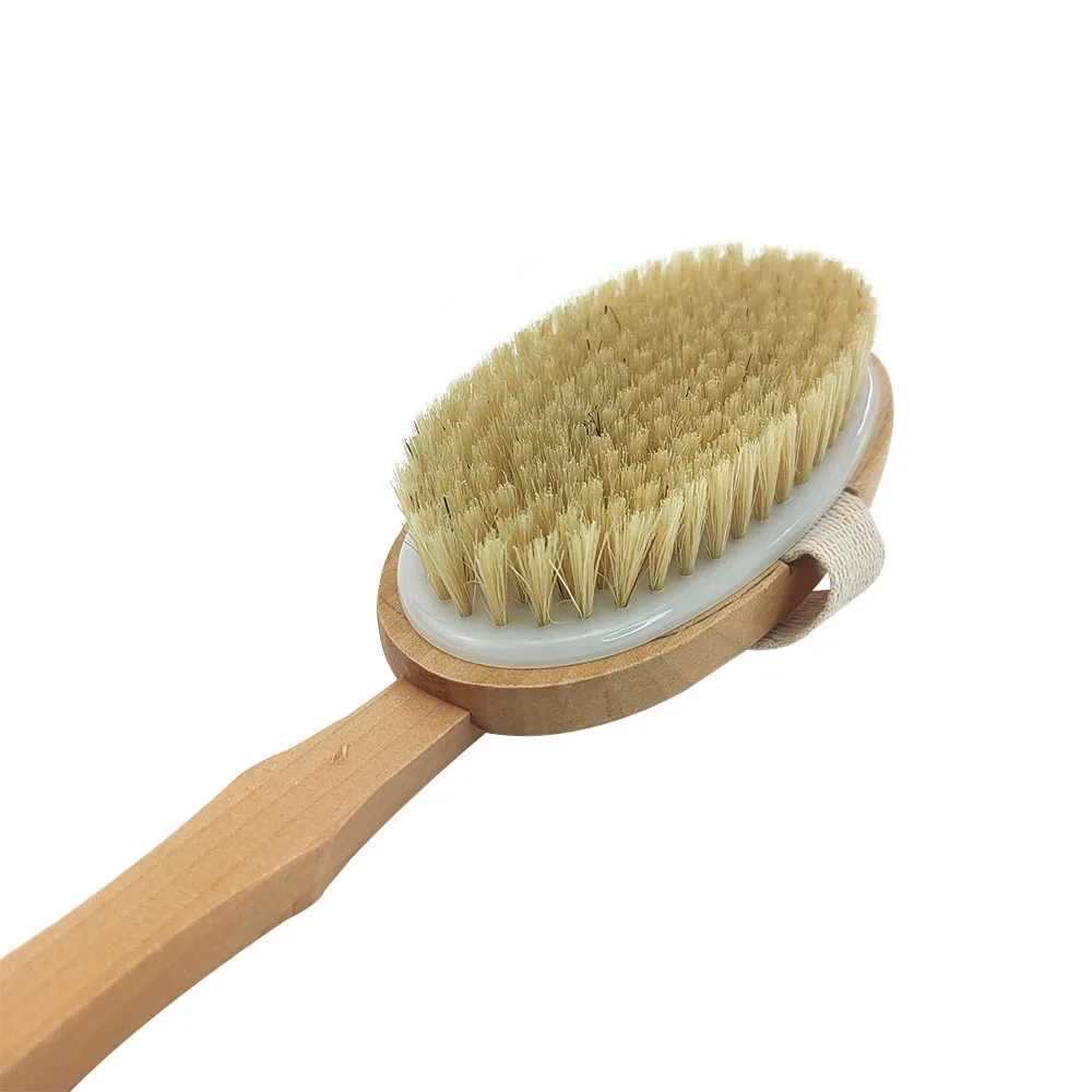 Дървена Масажна четка за баня Body Brush for Dry Skin Shower Back Scrubber Свалящ Косъм на Глиган Bath Brush With D30