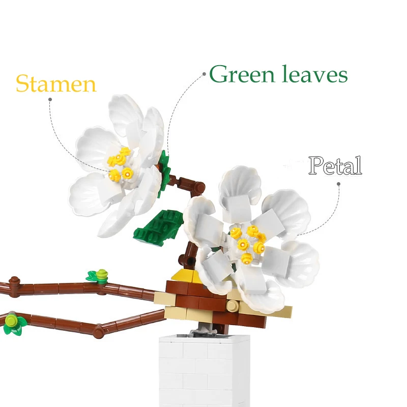 MOC САМ Phalaenopsis Цвят градивните елементи на Растенията Дърво Ваза с Цветя В Саксии Тухли Монтаж Модел на Детски Образователни Играчки Подарък
