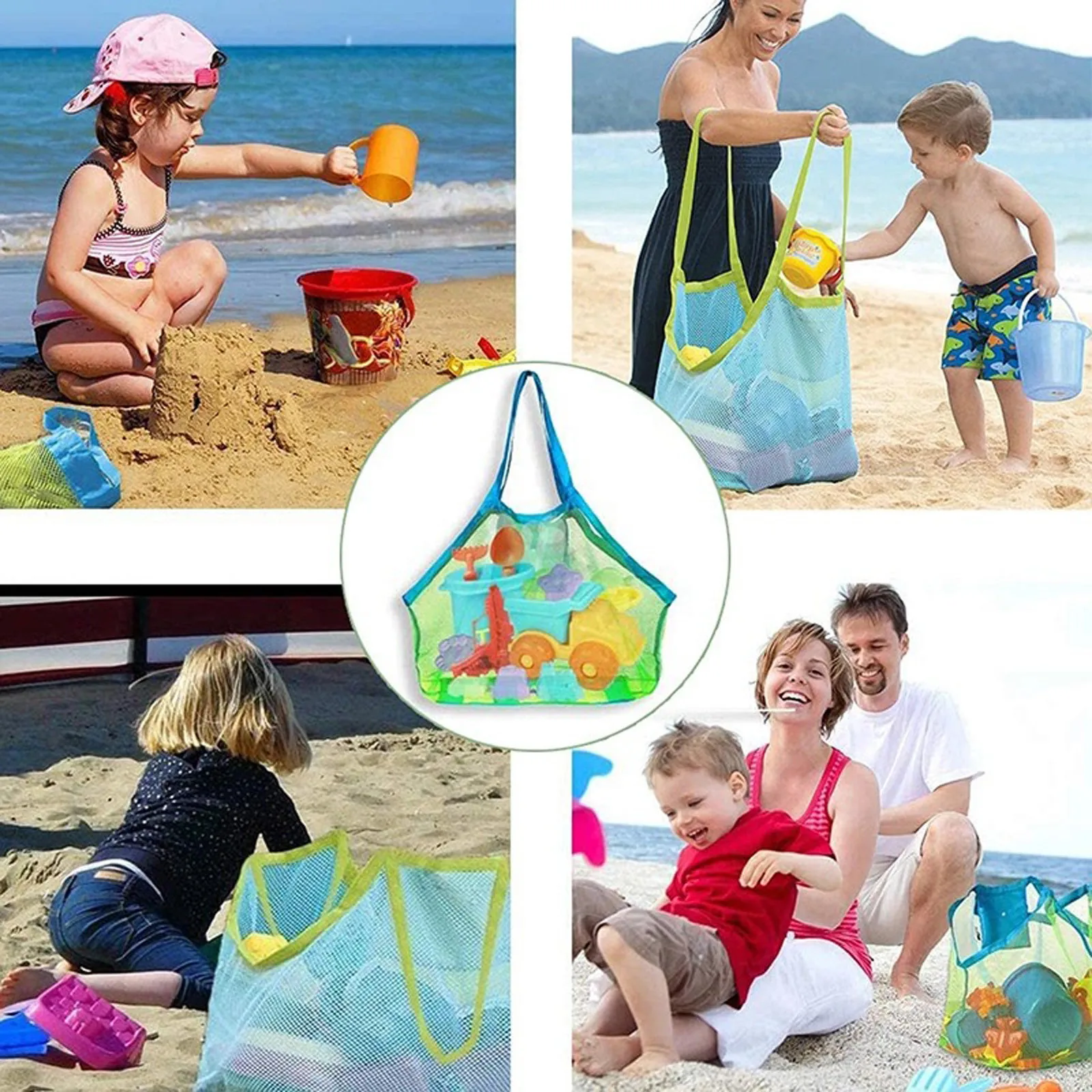 Плажната Mesh Bag Детска Пясъчната Преносим Детска Плажна Играчка Дрехи, Чанти За Съхранение на Играчки Хардуер Организаторите Чанта Козметични Чанти#p3