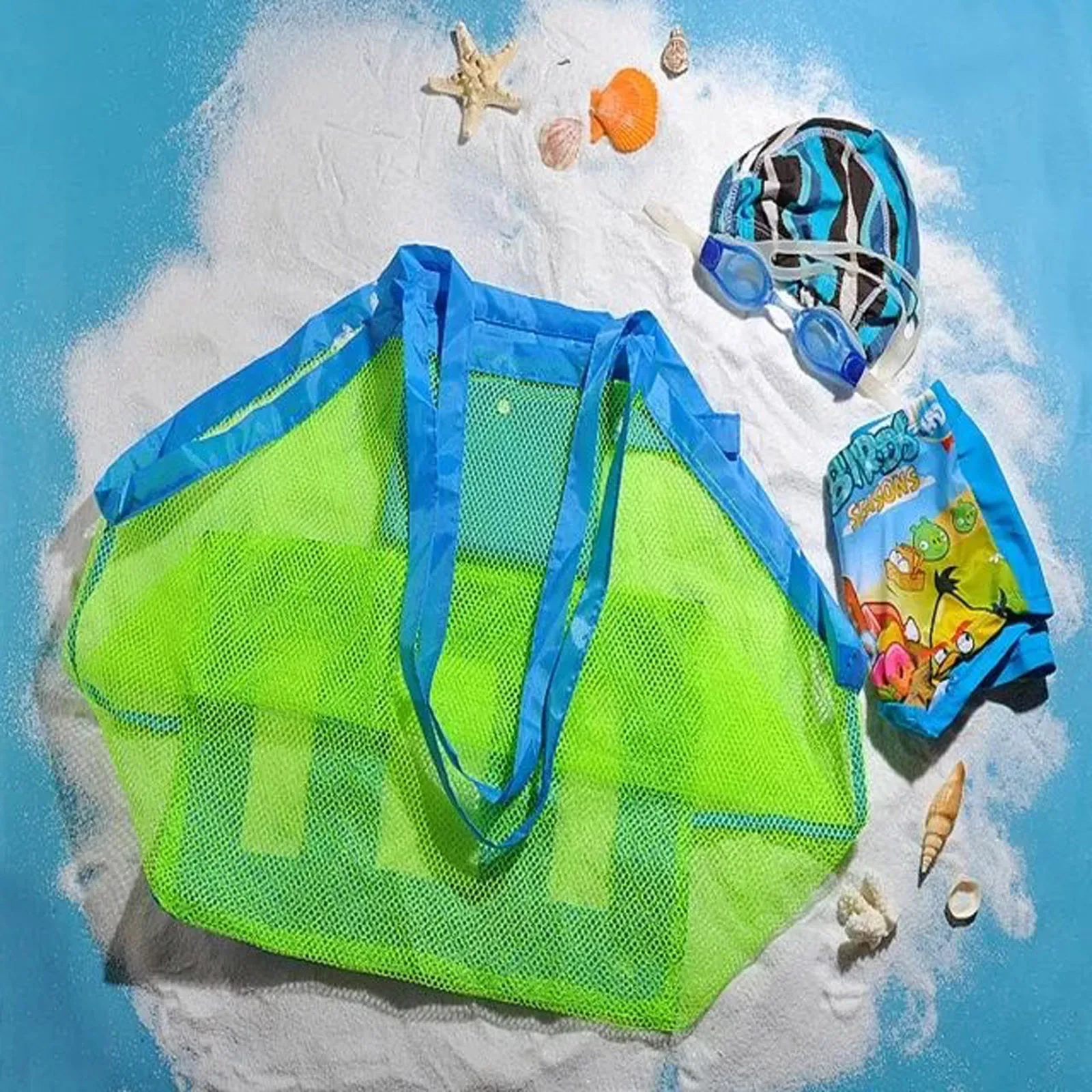 Плажната Mesh Bag Детска Пясъчната Преносим Детска Плажна Играчка Дрехи, Чанти За Съхранение на Играчки Хардуер Организаторите Чанта Козметични Чанти#p3
