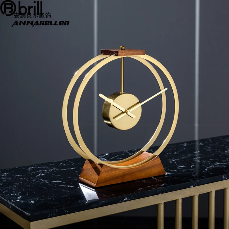 Creative Nordic Luxury Table Metal Solid Wood Table Watch Desk Clcoks Gold Minimalist Decor Tableau Decoration Стенопис Moderne 50