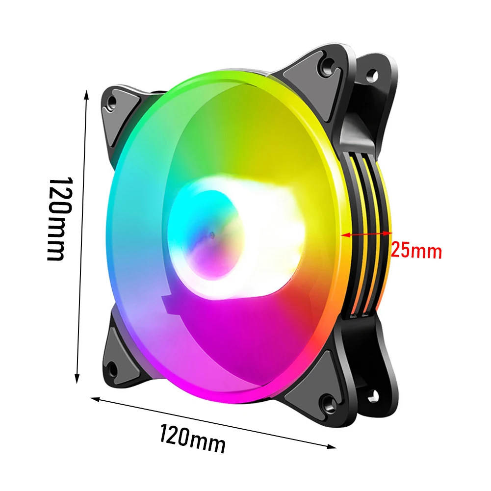 COOLMOON Cooling Fan Small 6 Pin PC Case Cooling Fan RGB Desktop Computer Chassis Heatsink Radiator Cooler with Controller Kit