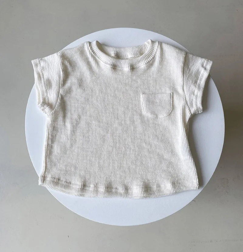 2021 малко Дете Baby Boy Girl Solid Thread Printed Върховете Summer New Children Kid Cotton Elasticity Half Sleeve-T-shirt