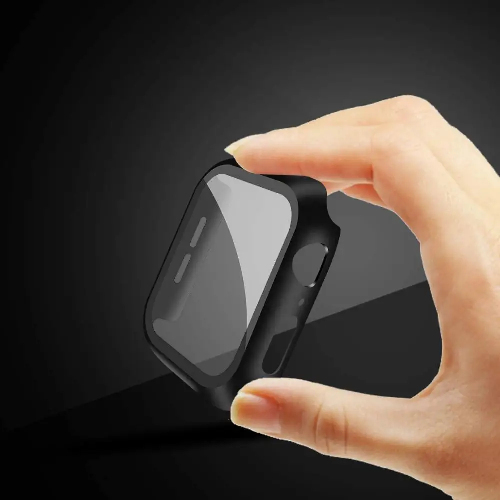 Твърд Калъф за Apple Watch Серия 3 Series 2/1 42 мм Протектор на Екрана iWatch Закалено Стъкло 3D 9 H броня Капак PC