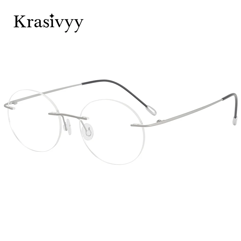 Красиви Старинни Кръгли Очила Без Рамки Рамка За мъже Ultralight B Титанов Предписани Очила За жени Късогледство Корейски Очила 2021