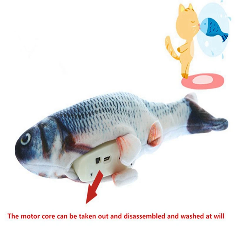 30 СМ Котката Играчка Моделиране на Риба Играчка Котка Мента USB Зареждане Сребро Arowana