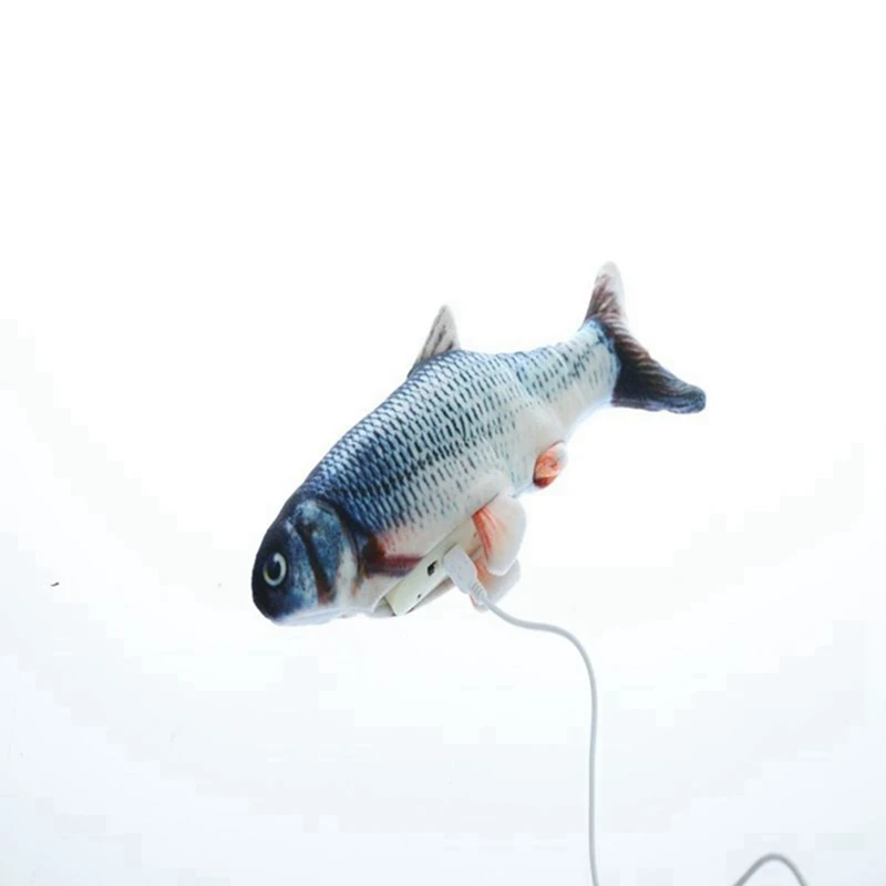 30 СМ Котката Играчка Моделиране на Риба Играчка Котка Мента USB Зареждане Сребро Arowana