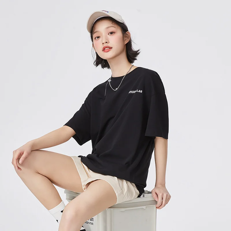 SEMIR T-Тениски White Female Short Sleeve 2021 New Губим Korean Style T Chic Хонг Конг-Style Върховете Black Half-Sleeved