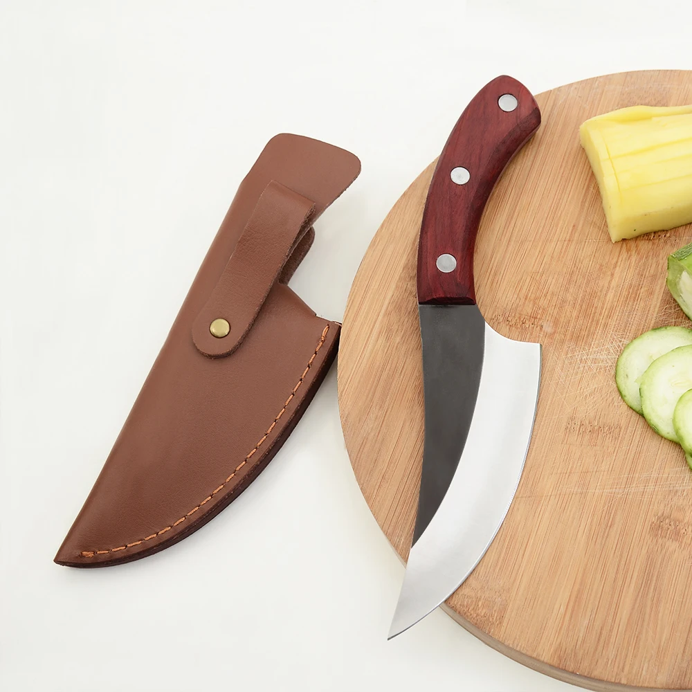 Дамасская кожена обвивка за 5,5-инчов Обвалочного Ножа Сръбски Майстор-готвач Калъфи за ножове е Лесен за носене за Къмпинг Калъф за Ножове, Инструменти за Приготвяне на храна
