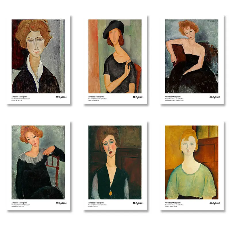 Modern Vogue Woman Portrait By Amedeo Modigliani Платно Print Живопис Плакат Стенни картини За Хола Home Decor Wall Art