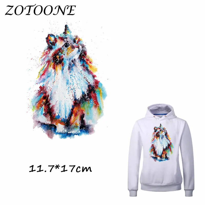 ZOTOONE Iron on Stickers Patch for Clothes Colorful Cat Animal Patch САМ Аксесоар A-level Heat Transfer Желязо Stickers Appliques