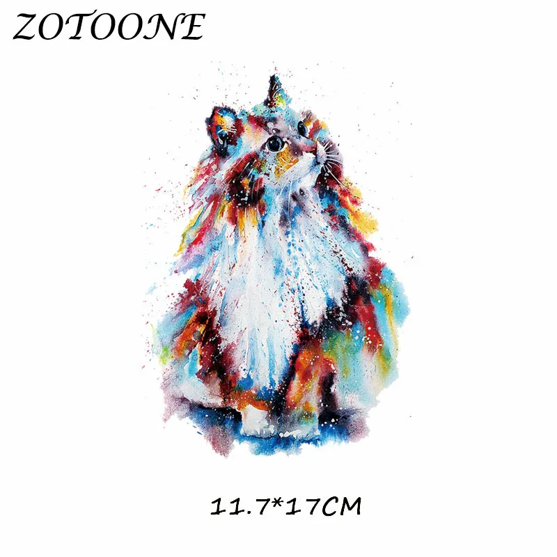 ZOTOONE Iron on Stickers Patch for Clothes Colorful Cat Animal Patch САМ Аксесоар A-level Heat Transfer Желязо Stickers Appliques